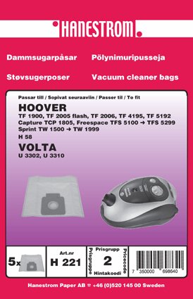 Dammsugarpåse HOOVER TW1650,TW1750 SPRINT - Wulff Supplies