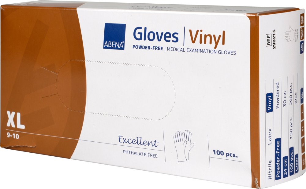 Undersökningshandske Abena Excellent vinyl puderfri XL - Wulff Supplies
