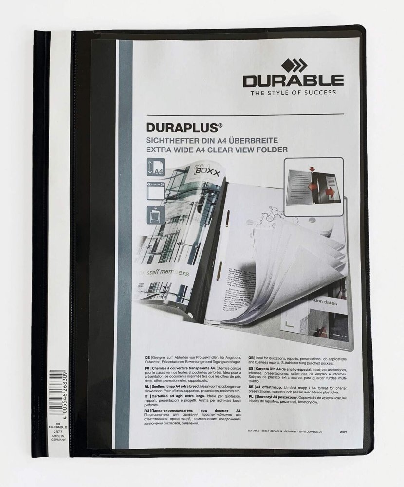 Offertmapp Duraplus A4 svensk hålning svart Wulff Supplies