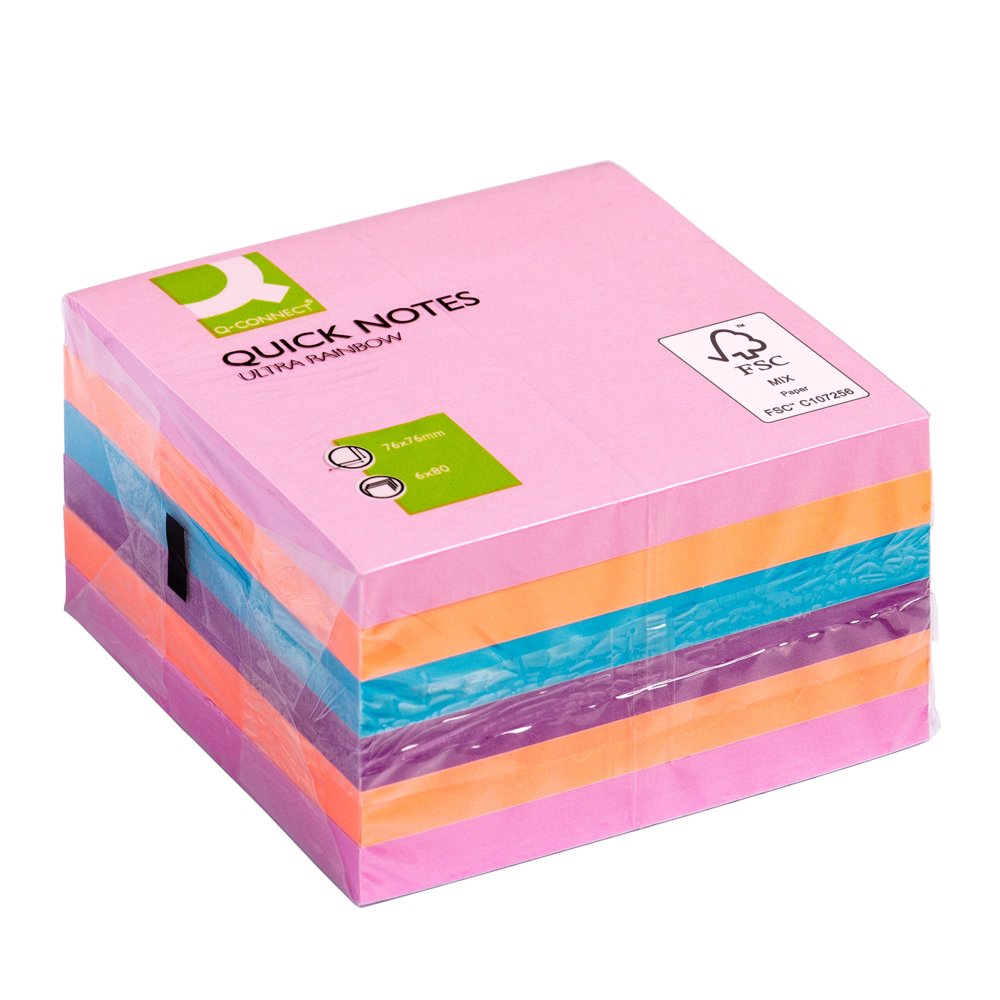 Notisblock Ultra Notes 76x76mm rainbow-pack - Wulff Supplies